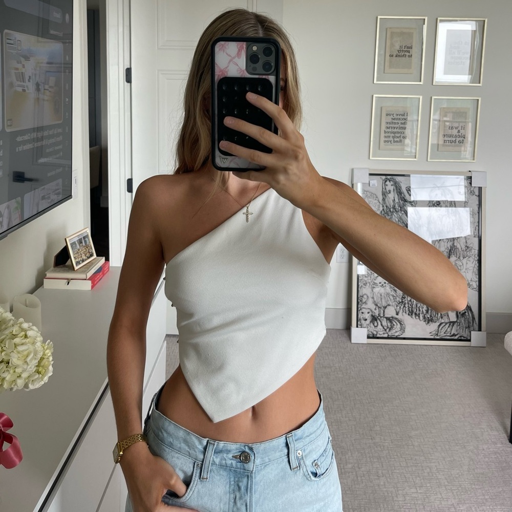 Zara Asymmetrical Top with Rhinestone Detailing